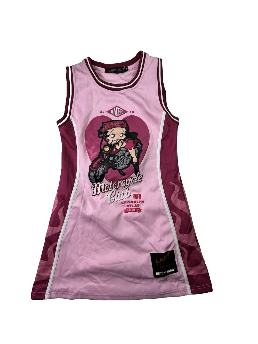 Lady Elite Basketball Jersey Dress Betty Boop Motorcycle Club Pink Size Small